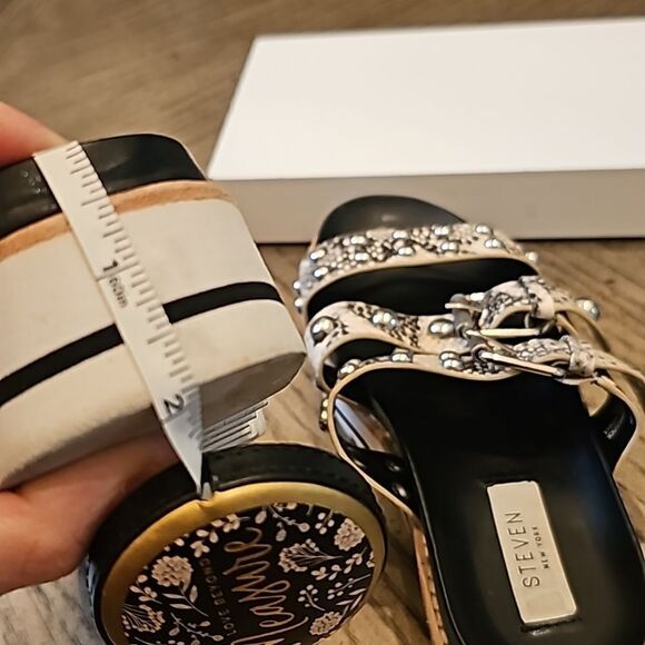 Black and white studed sandals size 7 Steven New York - Picture 8 of 10